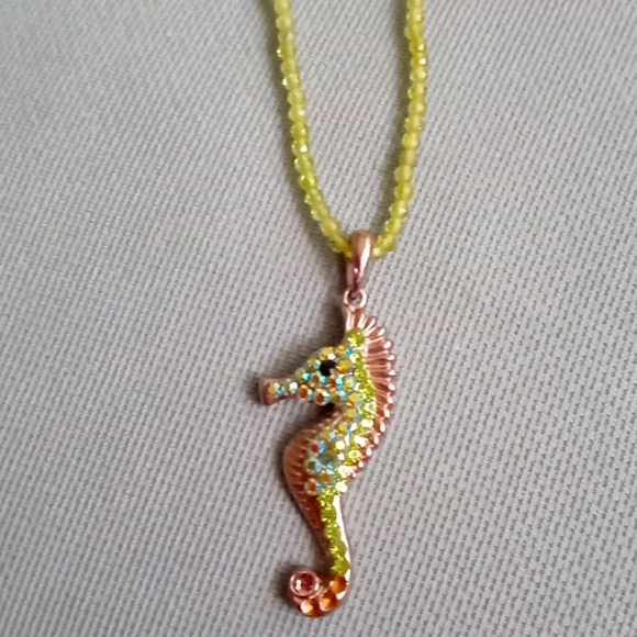 KIRKS FOLLY GREEN SEAHORSE NECKLACE - Picture 10 of 11